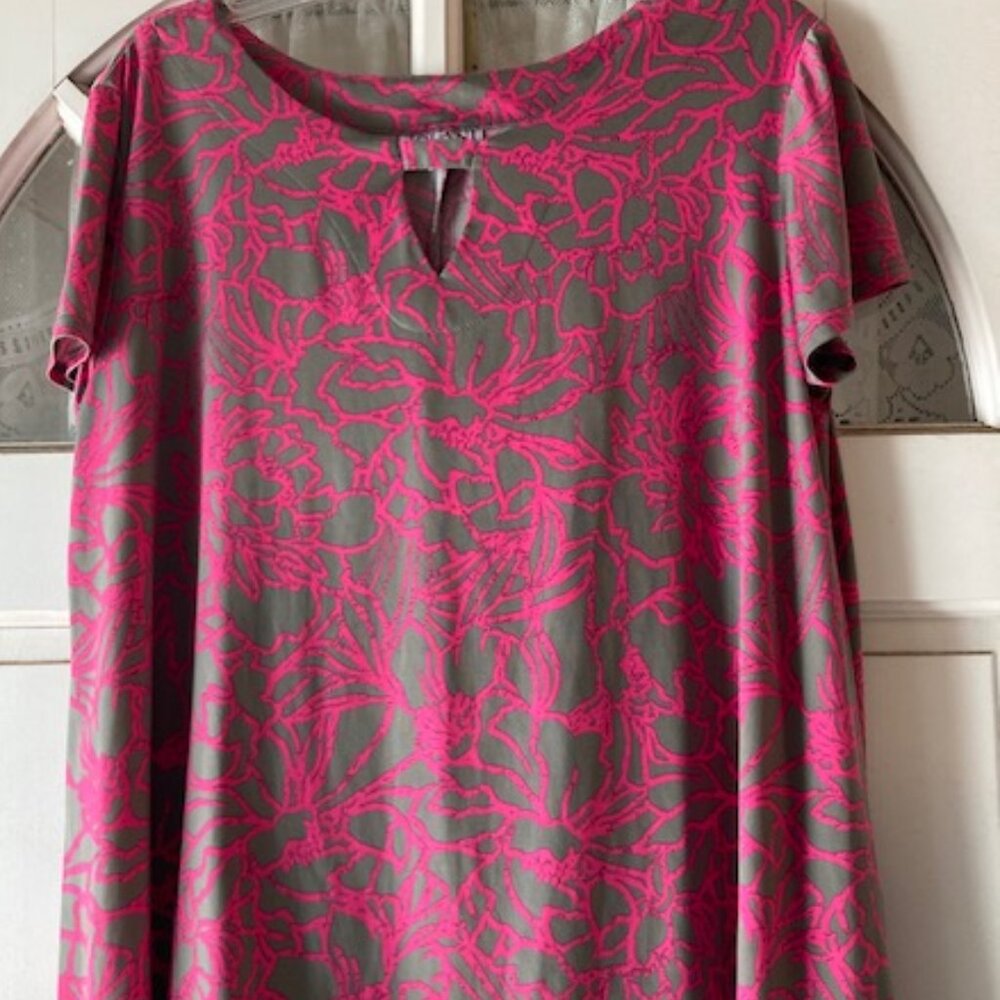 IOLANI HAWAII VINTAGE WOMENS PULLON OVER BLOUSE TOP KEYHOLE NICE PINK HAWAIIAN M